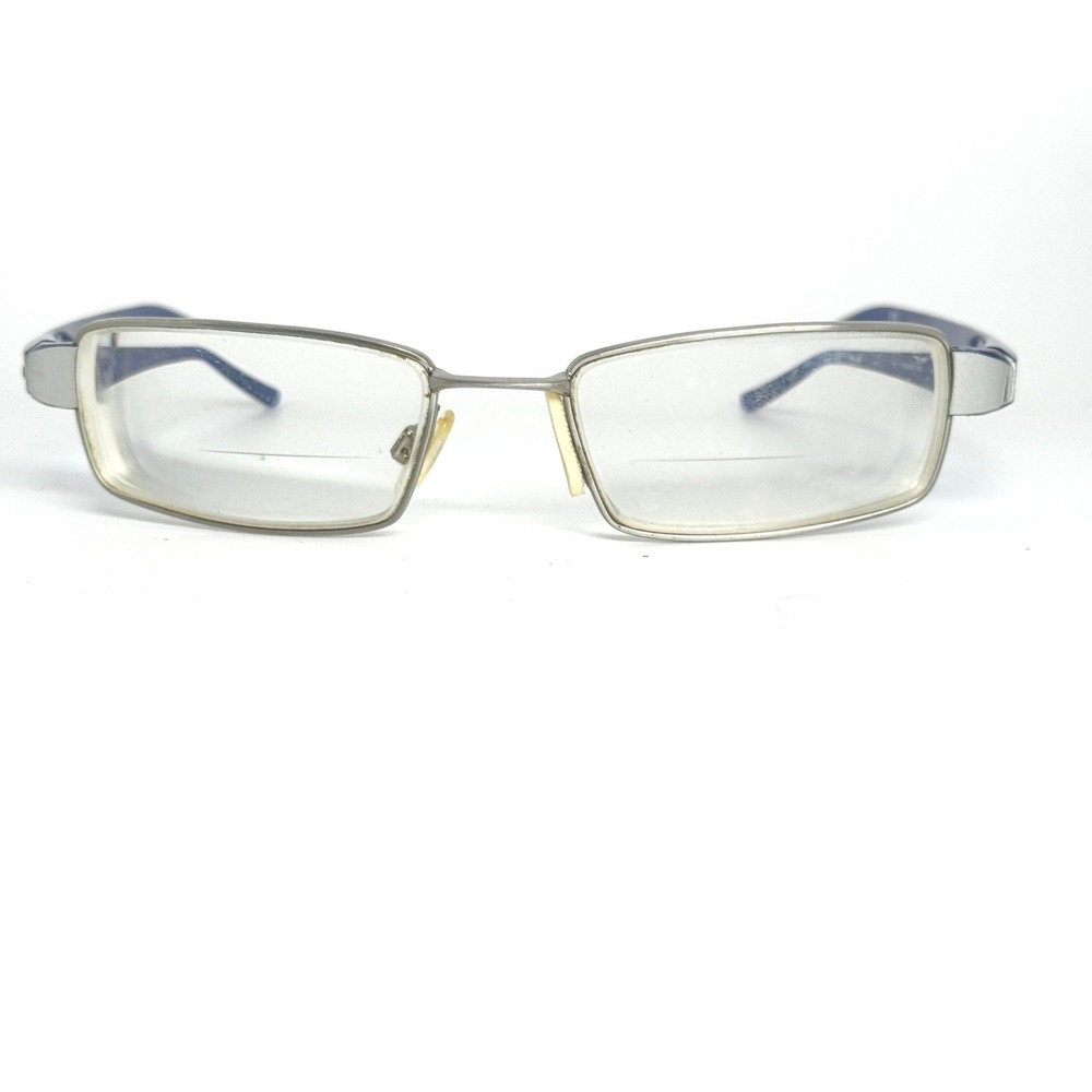 Nike 8065 054 Rectangular Eyeglasses Frames Silver Blue 54-17-145 Mens 22004